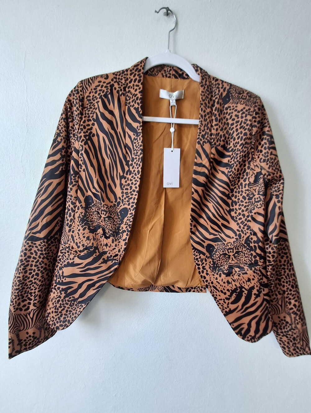Ovi Orange and Black Animal-Print Blazer